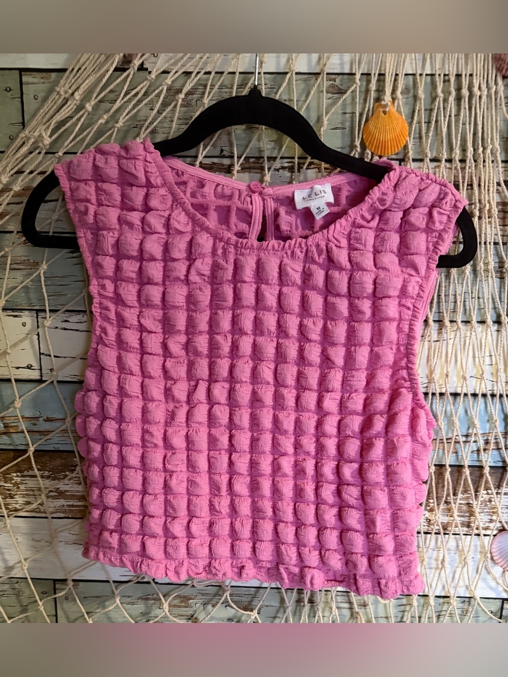 Le Lis Bubble/Popcorn Texture Pink Sleeveless Tank